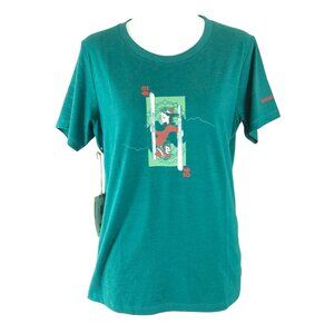 Mountain Khakis Womens T Shirt Organic Cotton Blend Ski Graphic Green Size L
